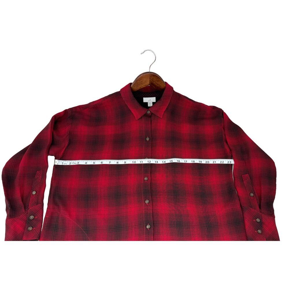 J.Jill Women's Red & Black Plaid Button-Up Shirt Size M - Picture 4 of 6